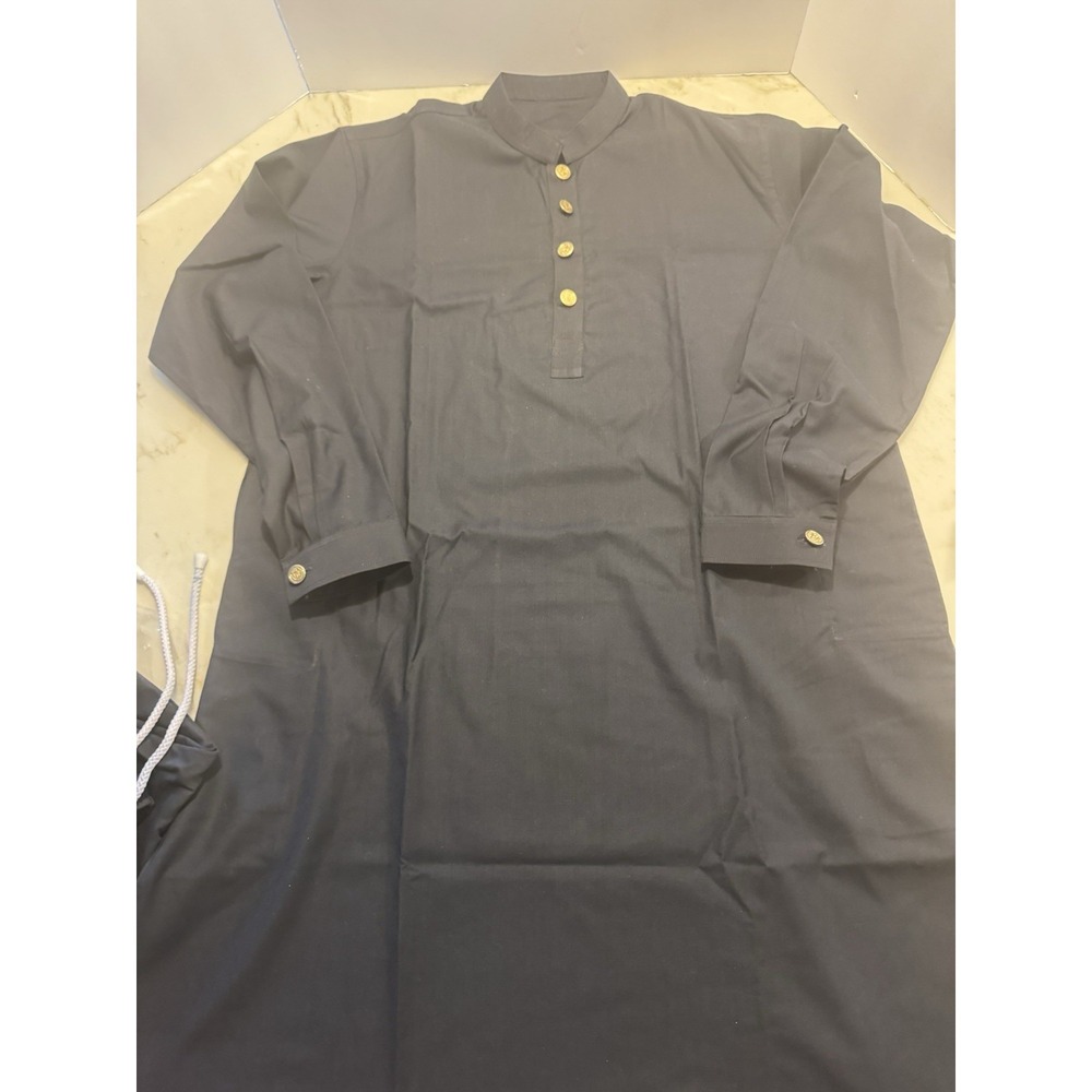 NEW Dhedhi's Mens Kurta Pajama Set XL Black Indian Tunic Pants Cropped 26.5